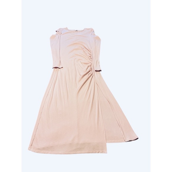 Wilfred Dresses & Skirts - Wilfred Aritzia Light Pink Maxi Dress Ruched Side Front Slit Large Weddings Chic
